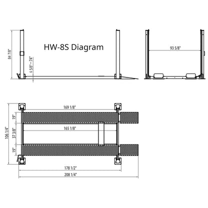 APlusLift 8000LB 4-Post Portable Parking Storage Service Car Lift with Aluminum Ramps - HW-8S or HW-8SXLT