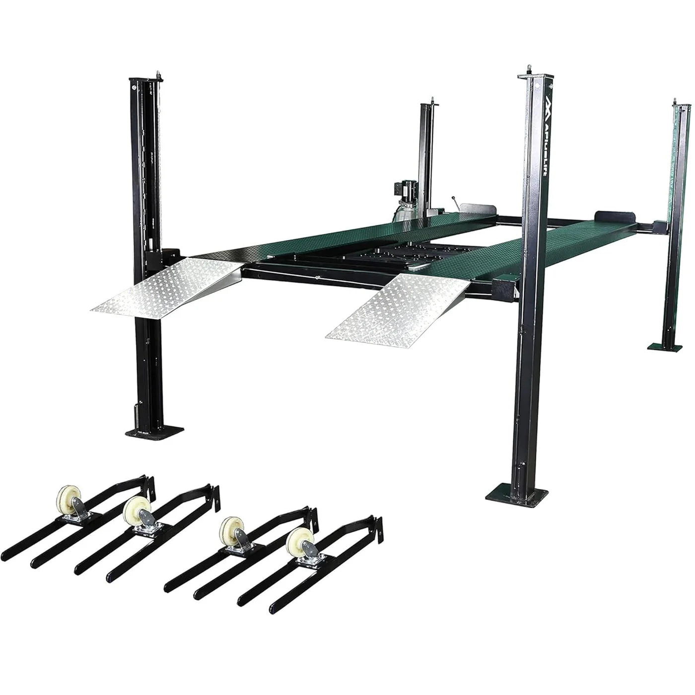 APlusLift 8000LB 4-Post Portable Parking Storage Service Car Lift with Aluminum Ramps - HW-8S or HW-8SXLT