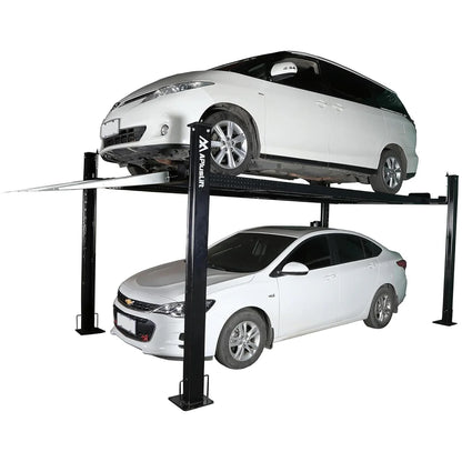 APlusLift 8000LB 4-Post Portable Parking Storage Service Car Lift with Aluminum Ramps - HW-8S or HW-8SXLT